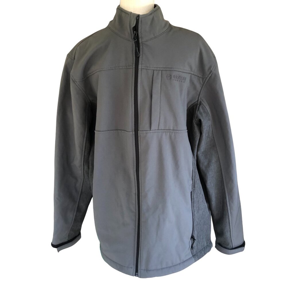 Magellan Outdoors Softshell Jacket Men’s Gray Full Zip Orvis Licensed Fleece Lin